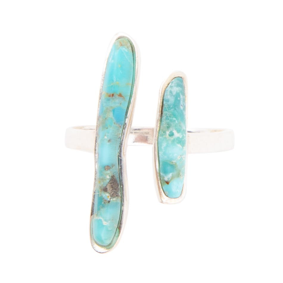 Size Adjustable Blue Turquoise and Sterling Silver Ring - ThisandThatShoppe