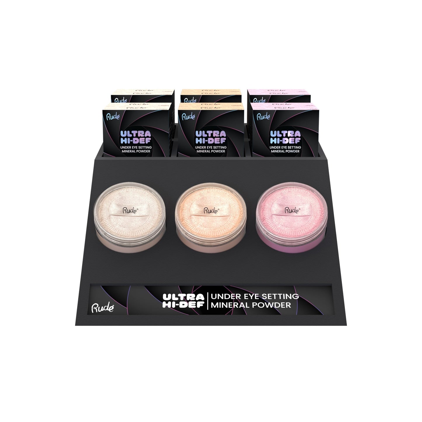 RUDE UHD Under Eye Setting Mineral Powder Display Set - Fixierpuder für die Augenpartie Display Set