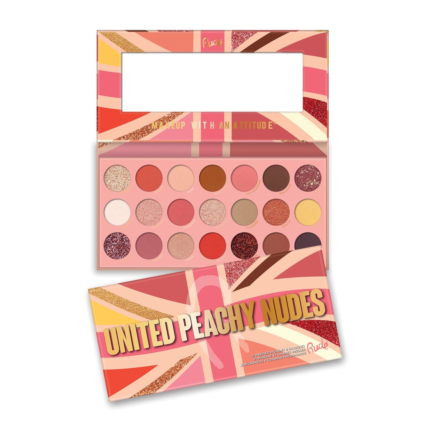 RUDE United Peachy Nudes - Palette de 21 Pigments Pressés & Ombres