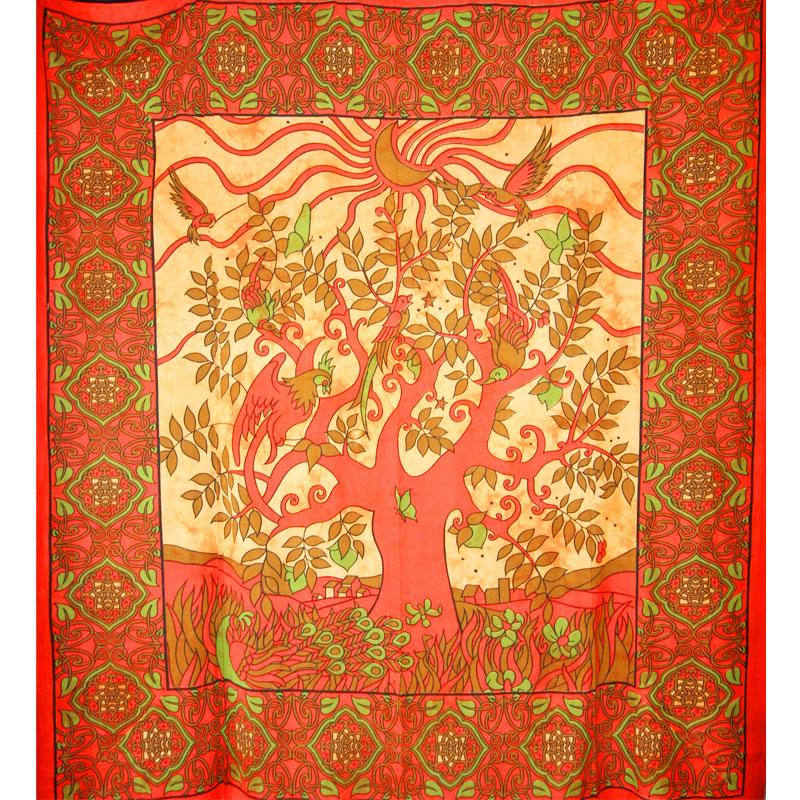 Crescent Moon Botanical Wall Tapestry 90x80 Cotton Decor
