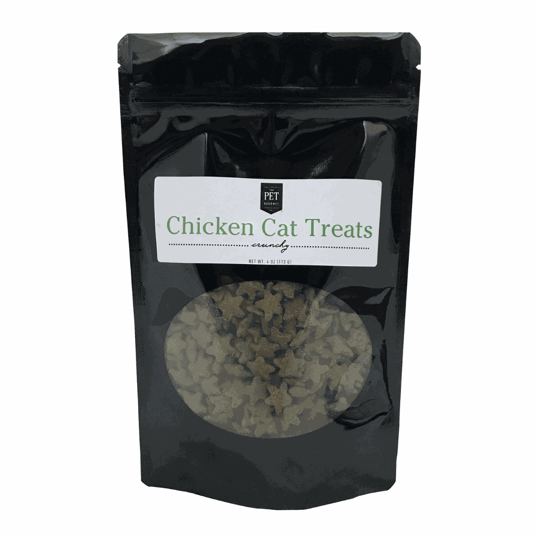 Package of crunchy Chicken Cat Treats for cats with natural ingredients and high protein content