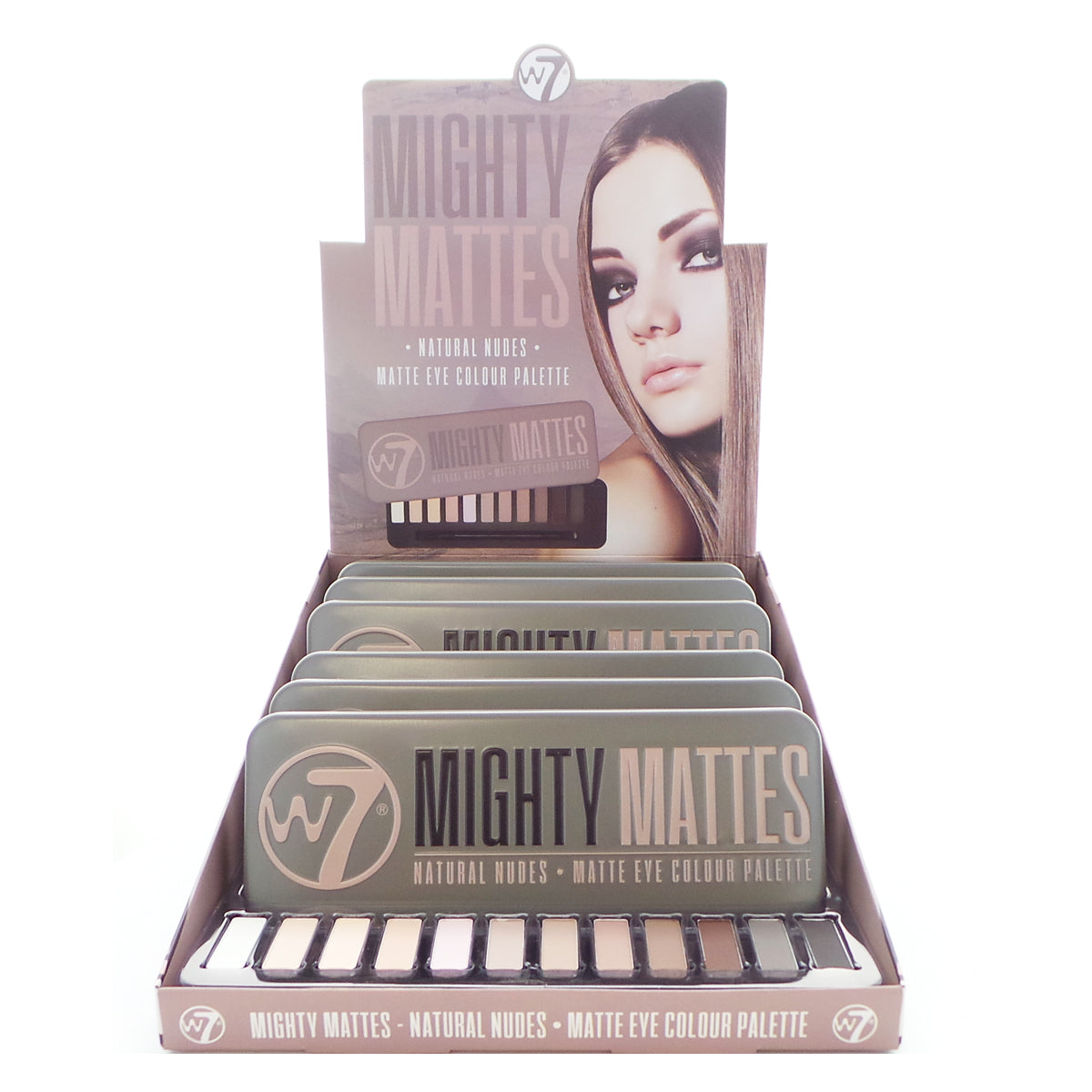 W7 Mighty Mattes Natural Nudes Palette de fards à paupières mats, 6 pièces et un testeur de présentation