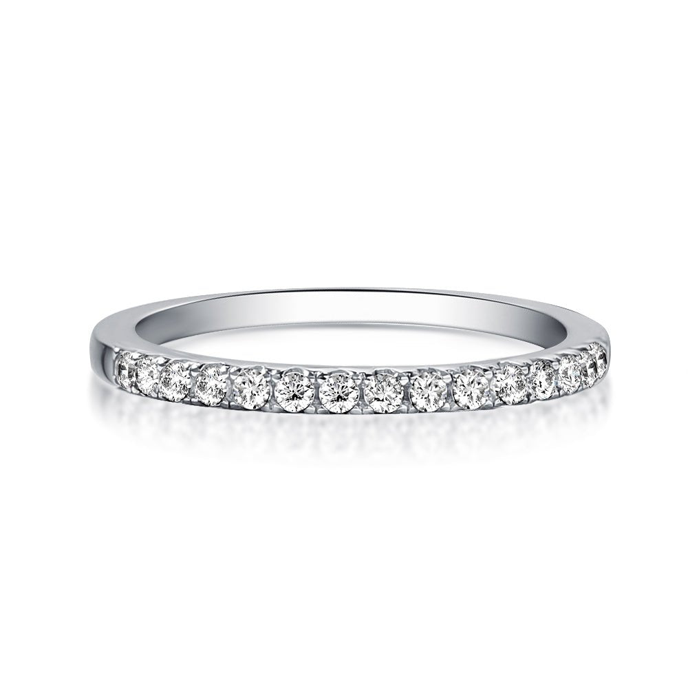 Rodiffy Moissanite 0.5 Ct Round Cut Half Halo White Gold Anniversary Ring - ThisandThatShoppe