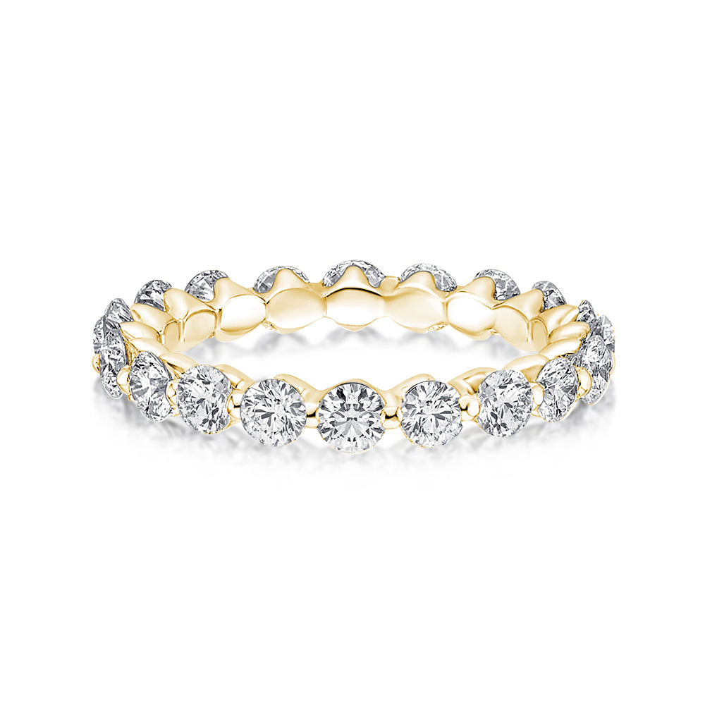Bague d'anniversaire Rodiffy Moissanite 1,5 carat or jaune taille ronde