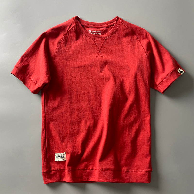 Mens Retro Crew-Neck Short-Sleeve T-Shirt