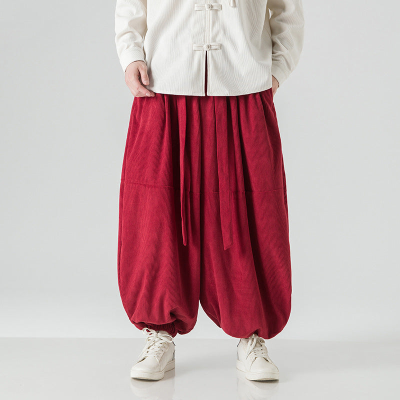 Men's Loose-fitting Harem Pants With Elastic Cuffs