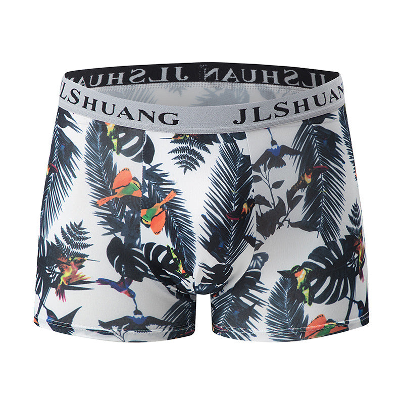 4-Pack Mens Fashionable Boxer Briefs With Floral Print