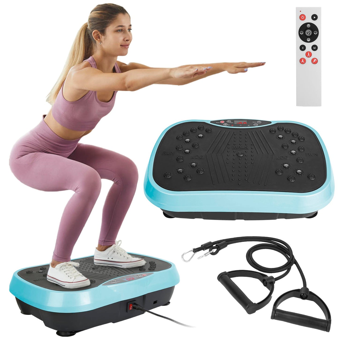 Appareil de vibration avec bandes de résistance Télécommande Plateforme de vibration pour le corps entier Équipement d'entraînement de fitness à domicile Pour la perte de poids