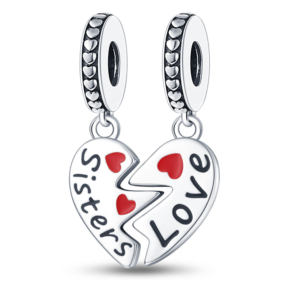 DIY Sisterhood Heart-shaped Bead Pendant Jewelry Accessory