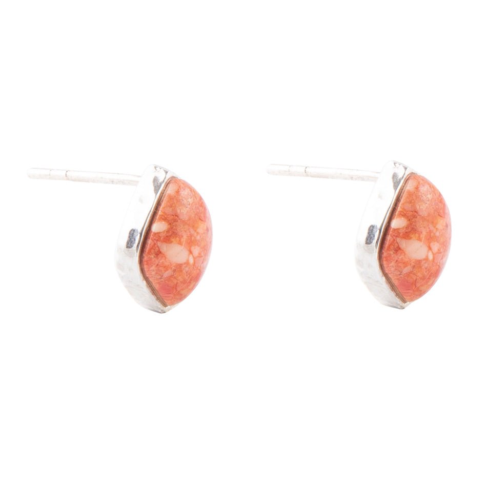 Abstract Orange Sponge Coral and Sterling Silver Stud Earrings - ThisandThatShoppe