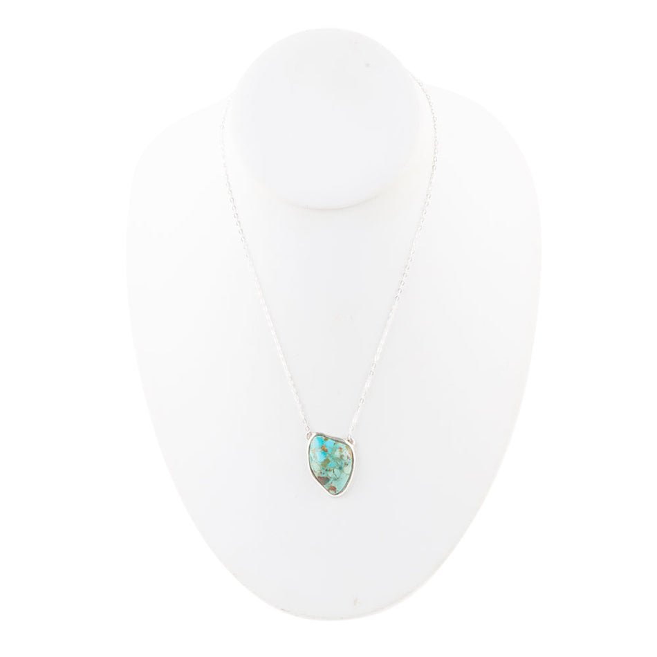 Abstract Blue Turquoise and Sterling Silver Pendant Necklace - ThisandThatShoppe