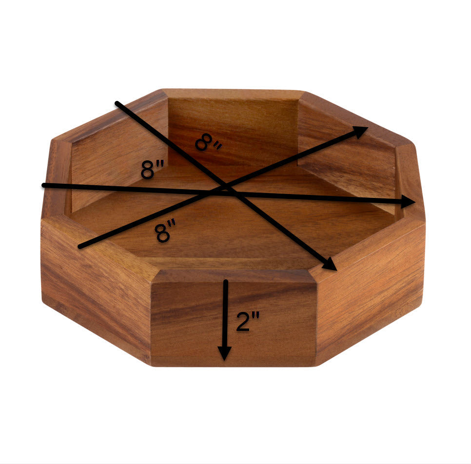 Plat de service octogonal en bois d'acacia pour bonbons et noix, 20x20x5 cm