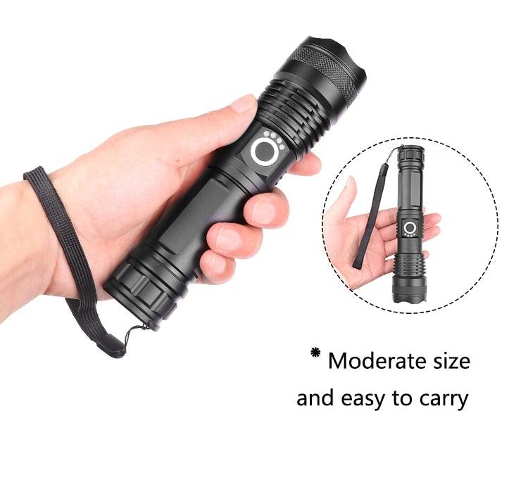 Adjustable Rechargeable Powerful Zoomable LED USB Flashlights High Lumens Powerful Tactical Waterproof Super Bright Flashlights Best For Camping Outdoor Hiking Running Riding