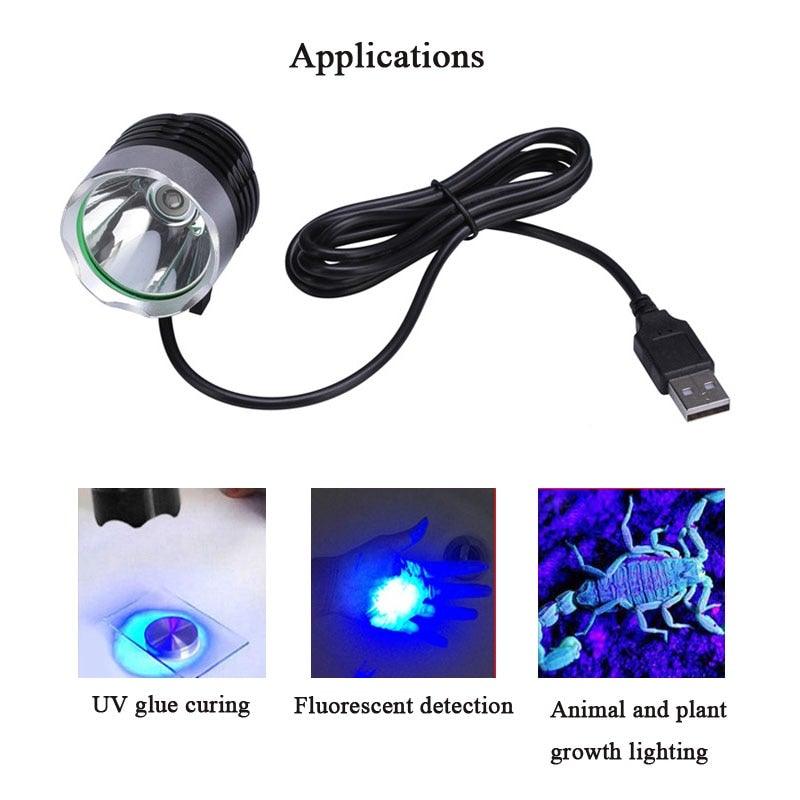 Adjustable Rechargeable UV Flashlight Portable Torch Ultra Violet LED Handheld For UV Glue Curing For Cellphone Repair Tool Curing Lamp Dryer For Urine Stain Detector Sterilization Phone Circuit Board