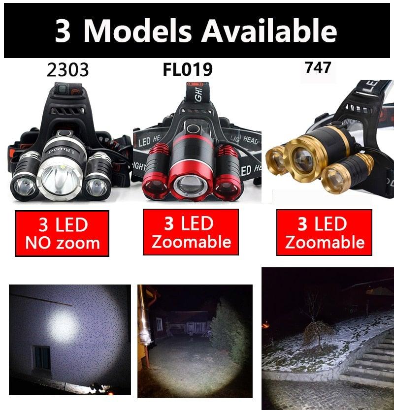 Adjustable Zoomable Headlamp Ultra Bright Rechargeable LED Bright High Lumen Head Lights Head Lamp Waterproof Flashlight For Outdoor Cmaping Fishing Hiking Biking Fishing Headlamp Running Headlamp