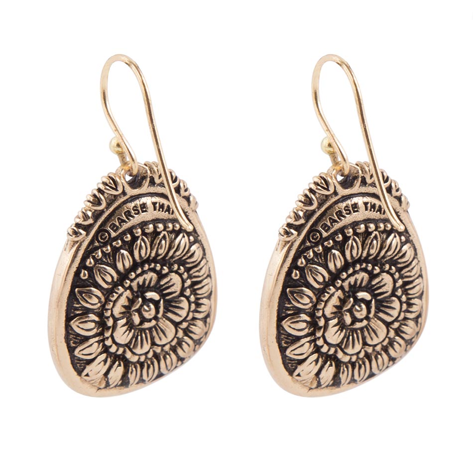 Agave Genuine Blue Turquoise and Golden Drop Earrings - ThisandThatShoppe