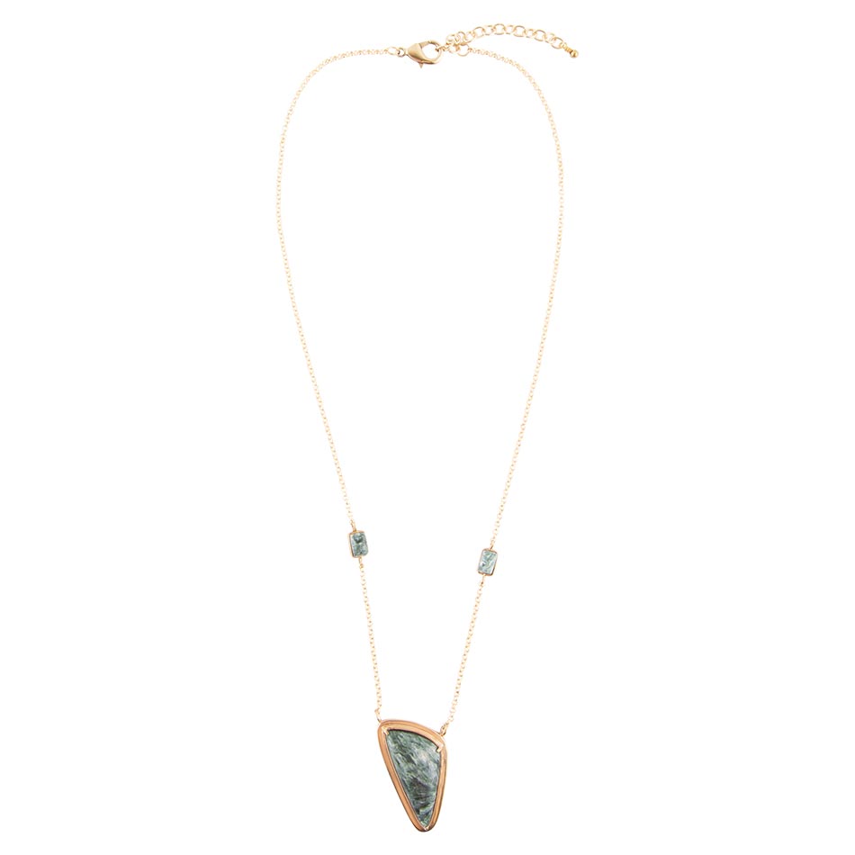 Alpine Green Seraphinite and Golden Necklace - ThisandThatShoppe