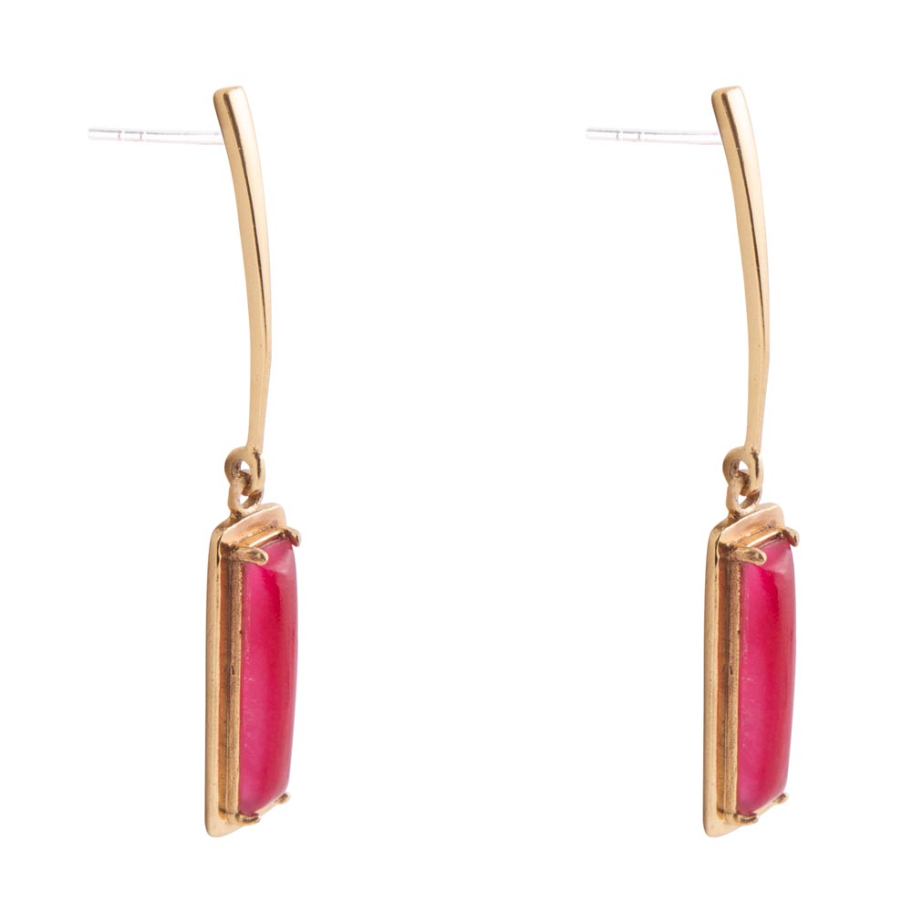 Alpine Red Bordeaux Quartz and Golden Bronze Drop Earrings - ThisandThatShoppe