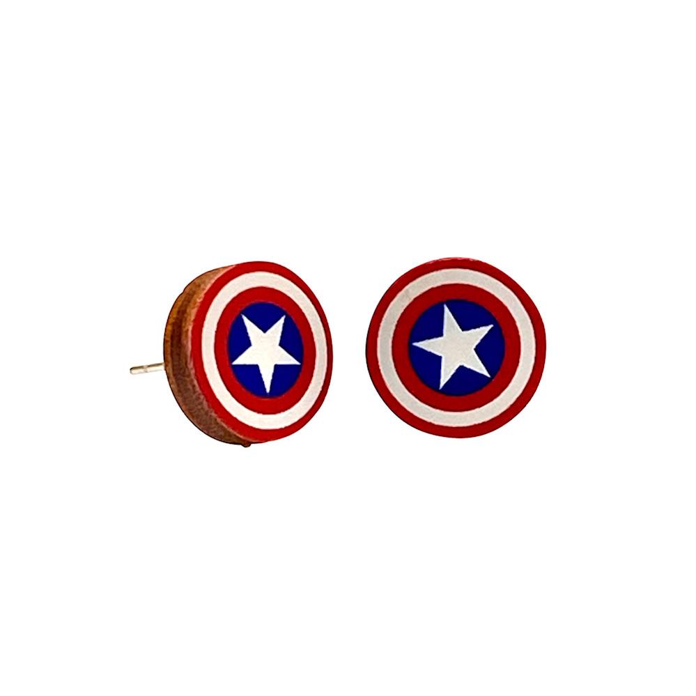 Boucles d'oreilles clous étoiles American Shield patriotiques rouge blanc