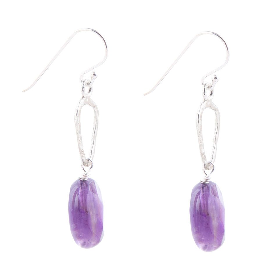 Amethyst and Sterling Silver Drop Earrings - ThisandThatShoppe