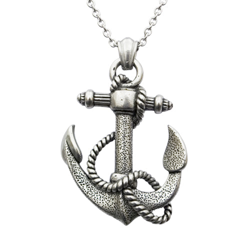 Collier Pendentif Ancre Talisman Nautique Argenté Pour Hommes