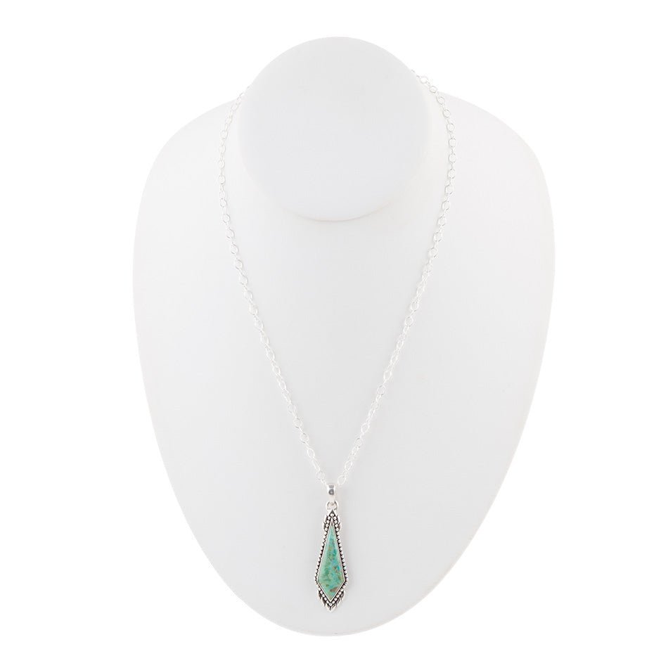 Anemone Long Diamond Turquoise and Sterling Silver Necklace - ThisandThatShoppe