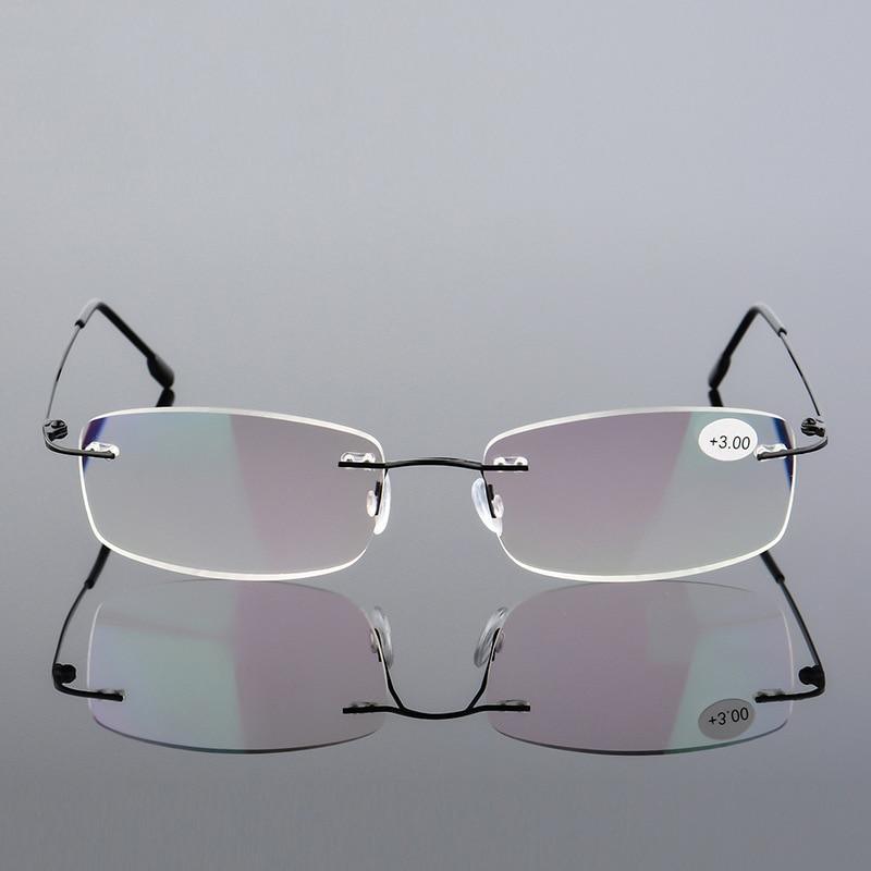 Anti-Blue Light Reading Glasses Ultralight Style Memory Titanium Rimless Reading Glasses For Men & Women Presbyopic Eyeglasses For Everyday Use New Attractive Style