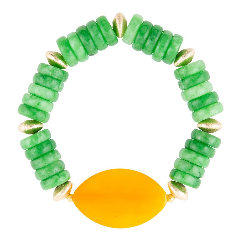 Apricot Green Agate Chunky Golden Bracelet - ThisandThatShoppe