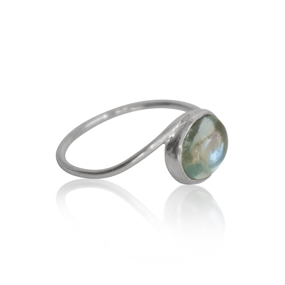 Aquamarin Sterling Silber Ring 925 Cabochon Band Zart