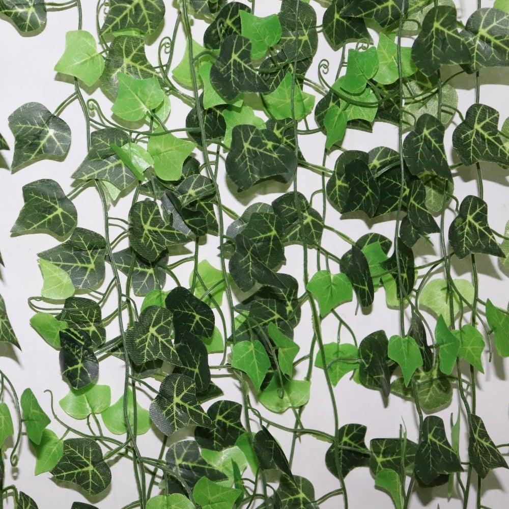 Artificial Ivy Leaf Garland Fake Leaves Hanging Vines For Home Decor Creeper Green Ivy Artificial Ivy Garland Greenery Hanging Plant Vine for Wedding Wall Party Room Astethic Stuff Decor 100pcs Leaf 1 piece 2.4M