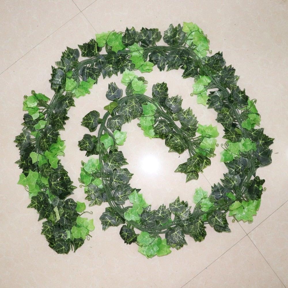 Artificial Ivy Leaf Garland Fake Leaves Hanging Vines For Home Decor Creeper Green Ivy Artificial Ivy Garland Greenery Hanging Plant Vine for Wedding Wall Party Room Astethic Stuff Decor 100pcs Leaf 1 piece 2.4M