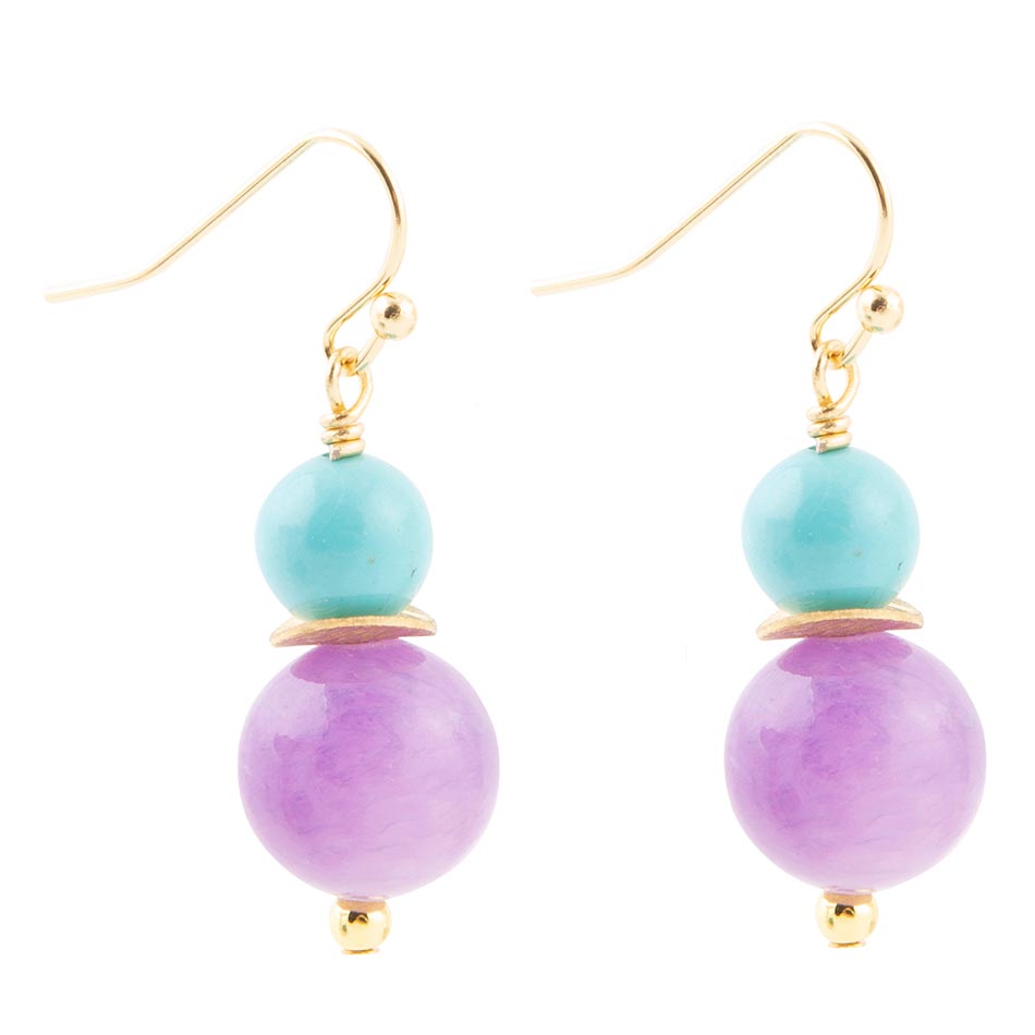 Aruba Purple Jade Golden Drop Earrings - ThisandThatShoppe