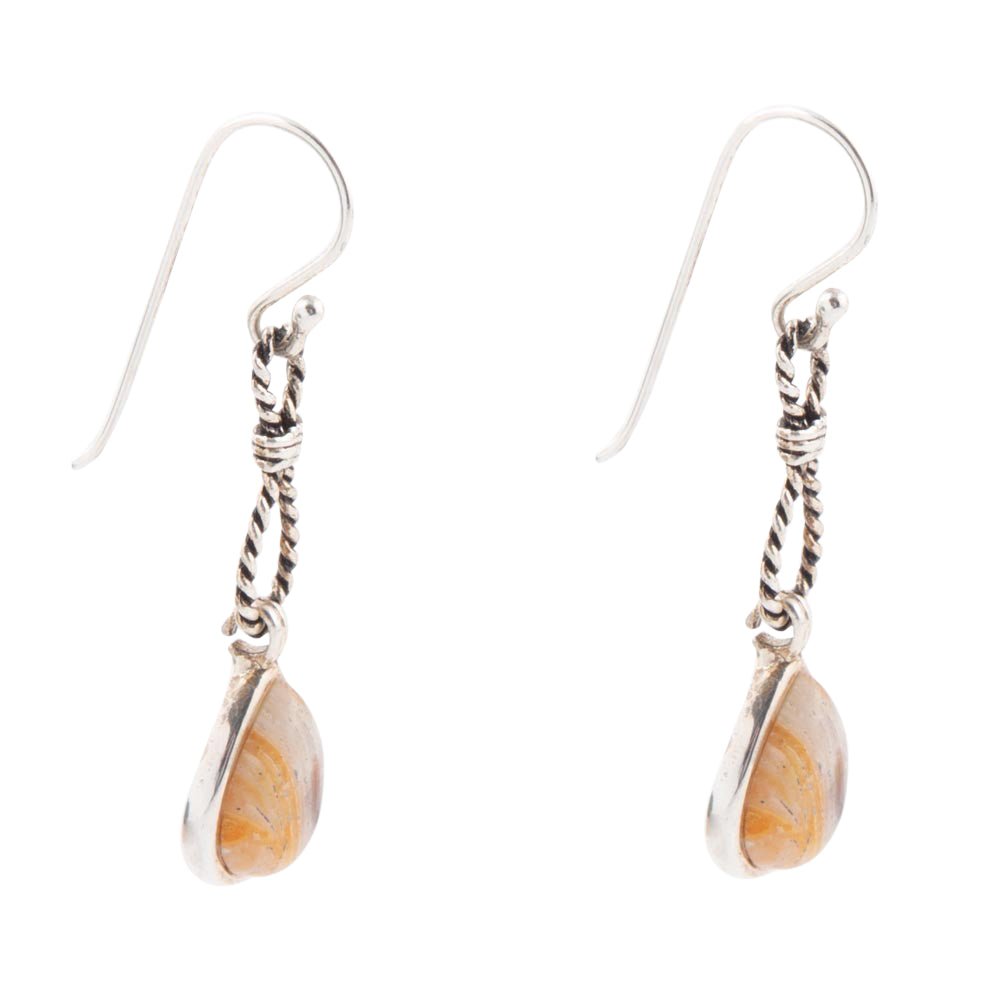 Astro Grey Wood Opal and Sterling Silver Drop Earrings - ThisandThatShoppe