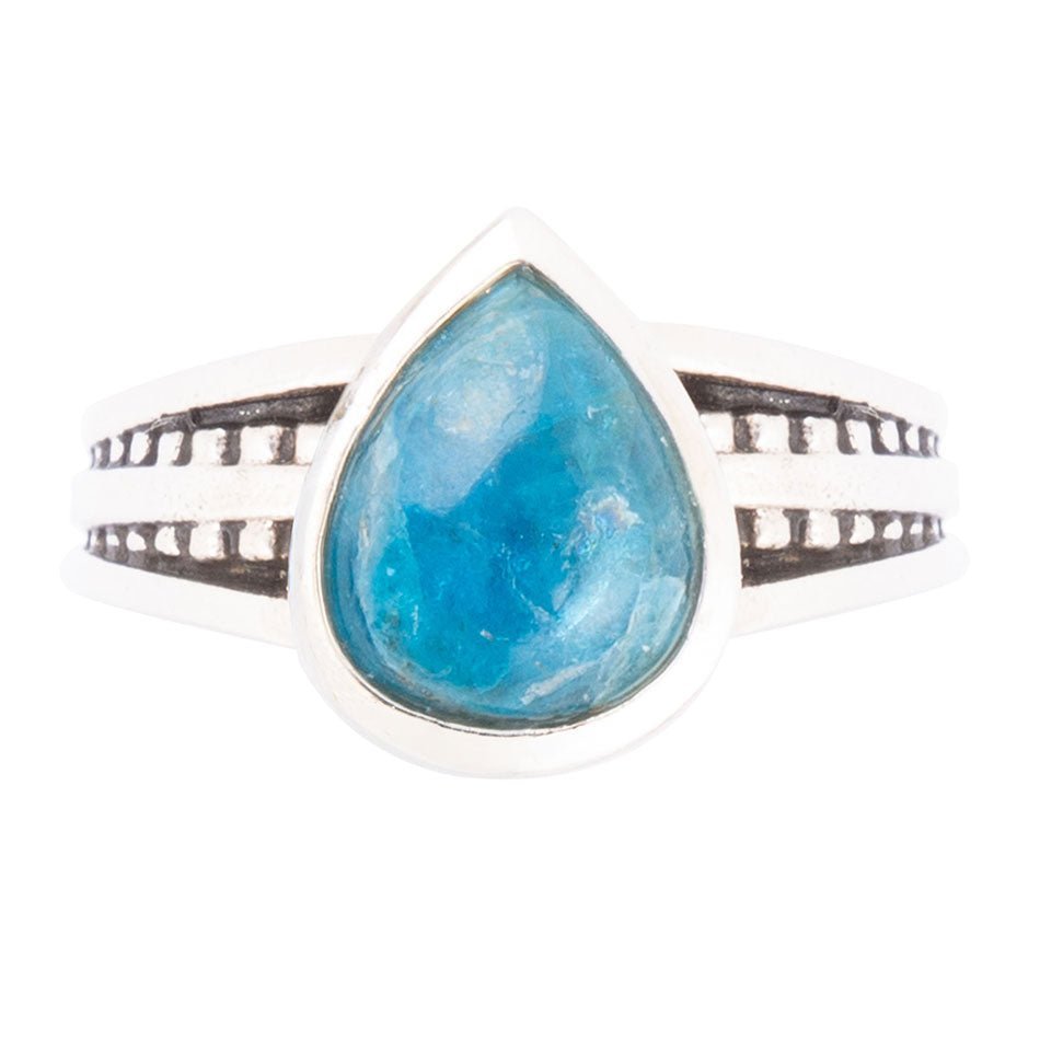 Astro Teardrop Blue Apatite and Sterling Silver Ring - ThisandThatShoppe