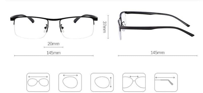 Attractive Metal Frame Sunglasses Style Intelligent Multifocal Progressive Reading Glasses and Men Women Dual-use Anti-Blue Light Automatic Adjustment Eyewear
