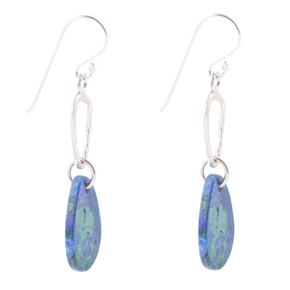 Azurite and Sterling Silver Drop Earrings - ThisandThatShoppe