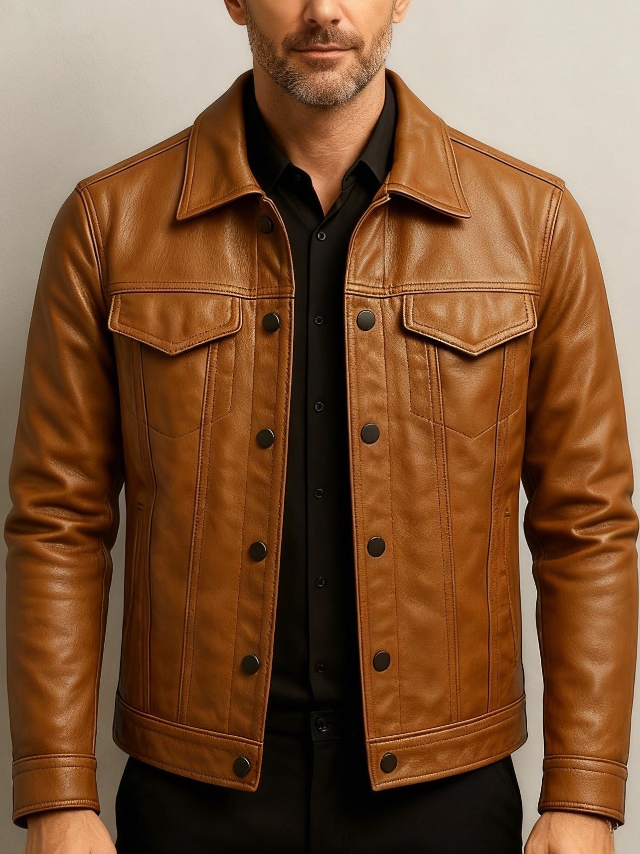 Mens Slim-fit Pilot Jacket With A Lapel Collar