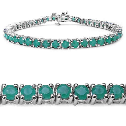 6.60 Carat Genuine Emerald .925 Sterling Silver Bracelet - ThisandThatShoppe