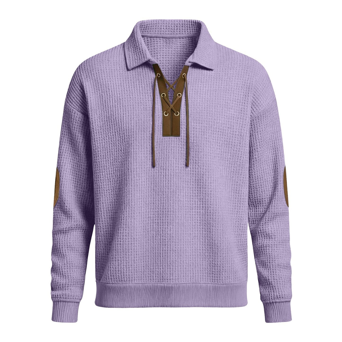 Mens Fashion Solid-Color Long-Sleeve Loose-Fit Sweatshirt