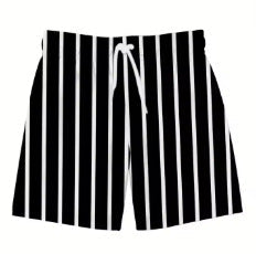 Hawaiian Beach Board Shorts For Men 3D Striped Design