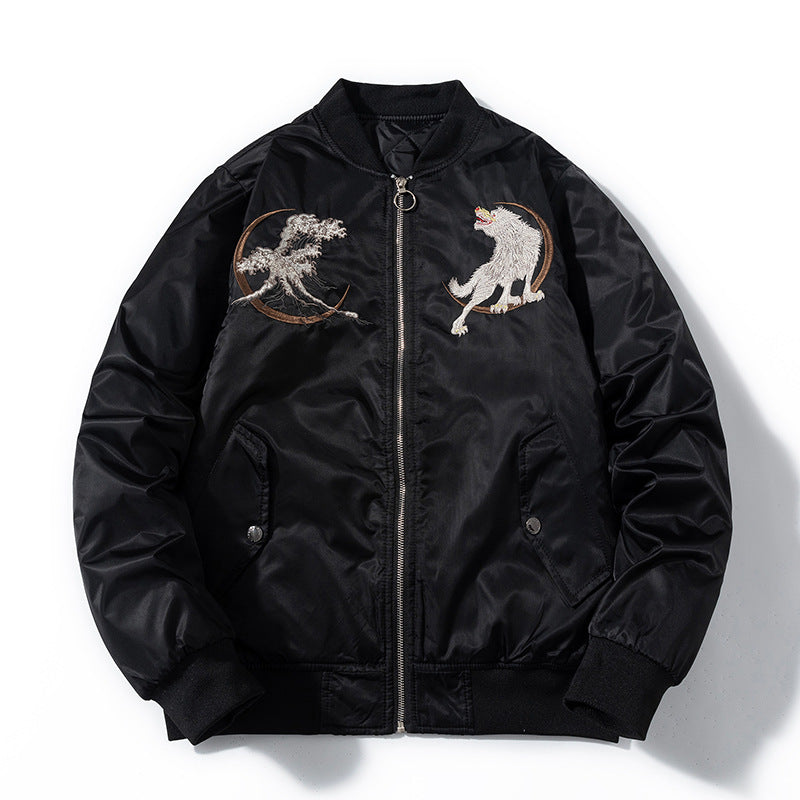 Mens Loose-Fit Trendy Embroidered Jacket