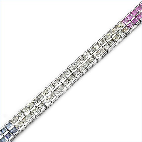 9.50 Carat Genuine Multi sapphire Sterling Silver Bracelet - ThisandThatShoppe