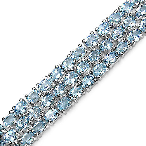 26.20 Carat Genuine Blue Topaz .925 Sterling Silver Bracelet - ThisandThatShoppe
