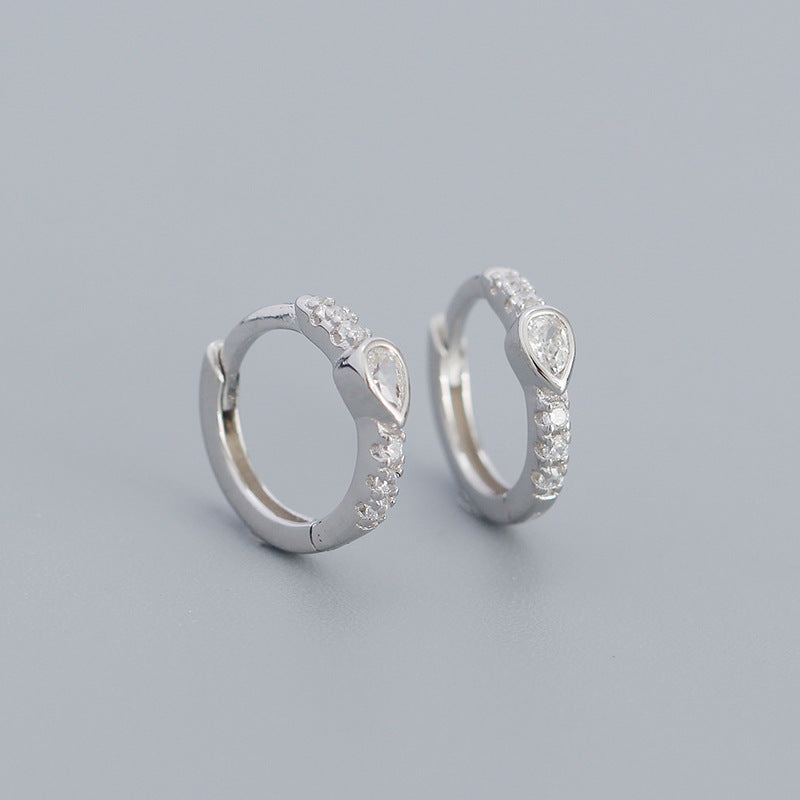 925 Sterling Silver Instagram-style High-end Diamond-studded Hoop Earrings