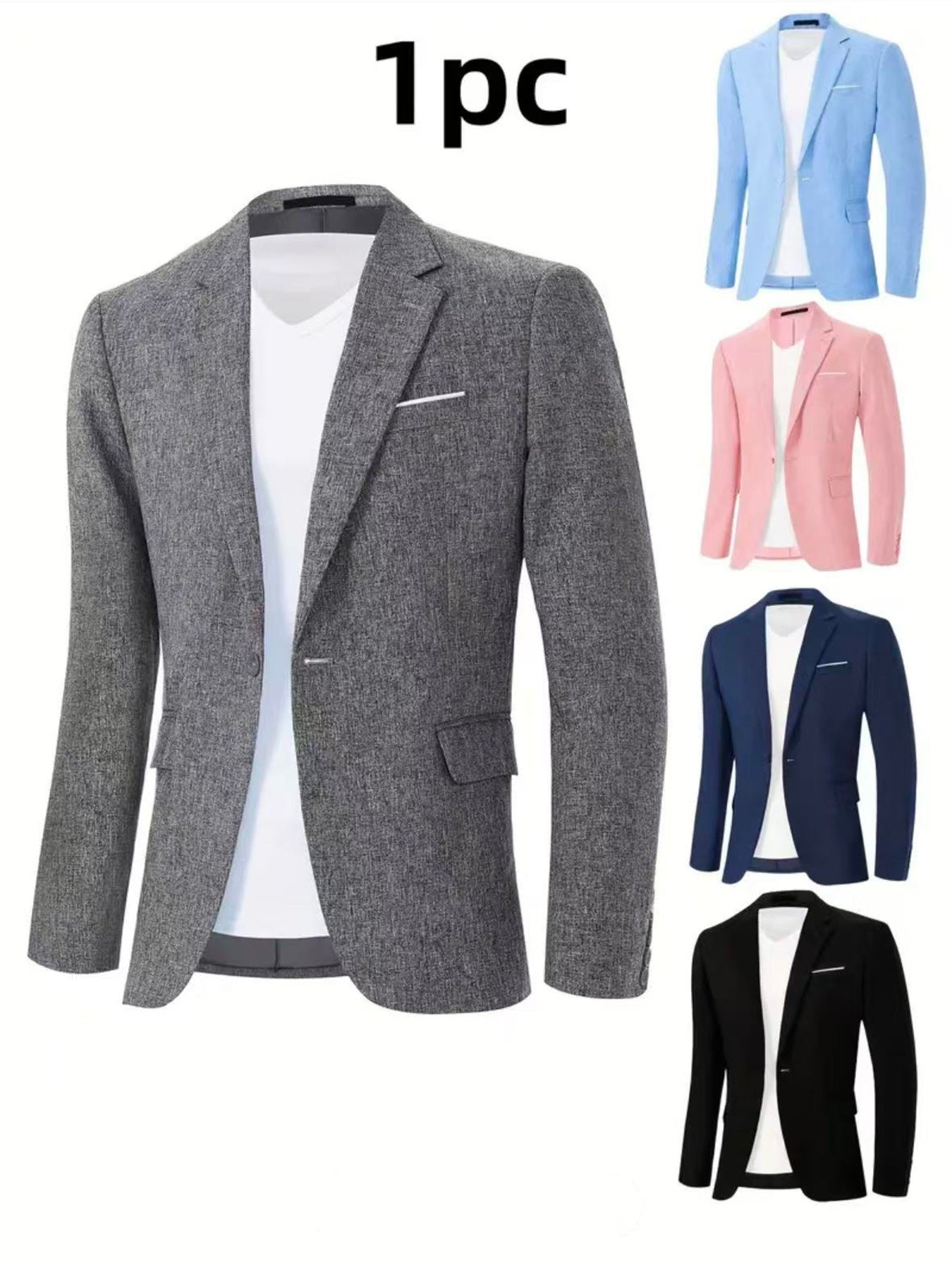 Mens Korean-style Slim-fit Single-breasted Casual Blazer