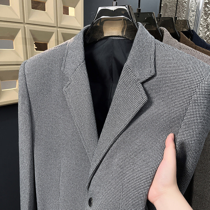 Lightly Mature-style Casual Mens Heavy Wool Suit For Spring And Autumn
