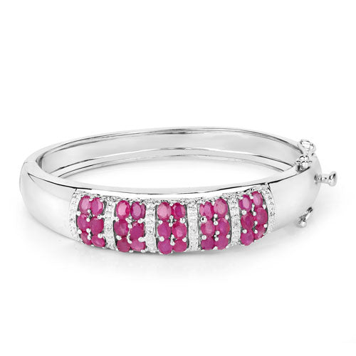 6.65 Carat Genuine Ruby and White Topaz .925 Sterling Silver Bracelet - ThisandThatShoppe