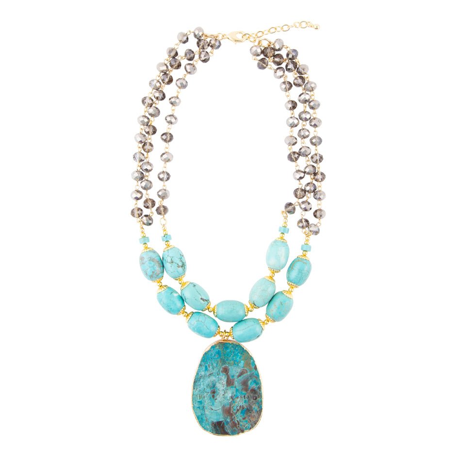 Baron Blue Turquoise Magnesite Pendant Statement Necklace - ThisandThatShoppe