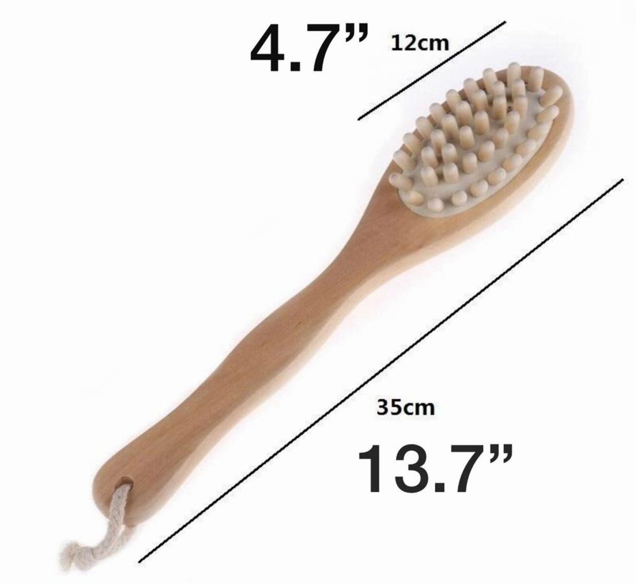 Badebürste mit langem Holzgriff, trocken, für Peeling im Spa