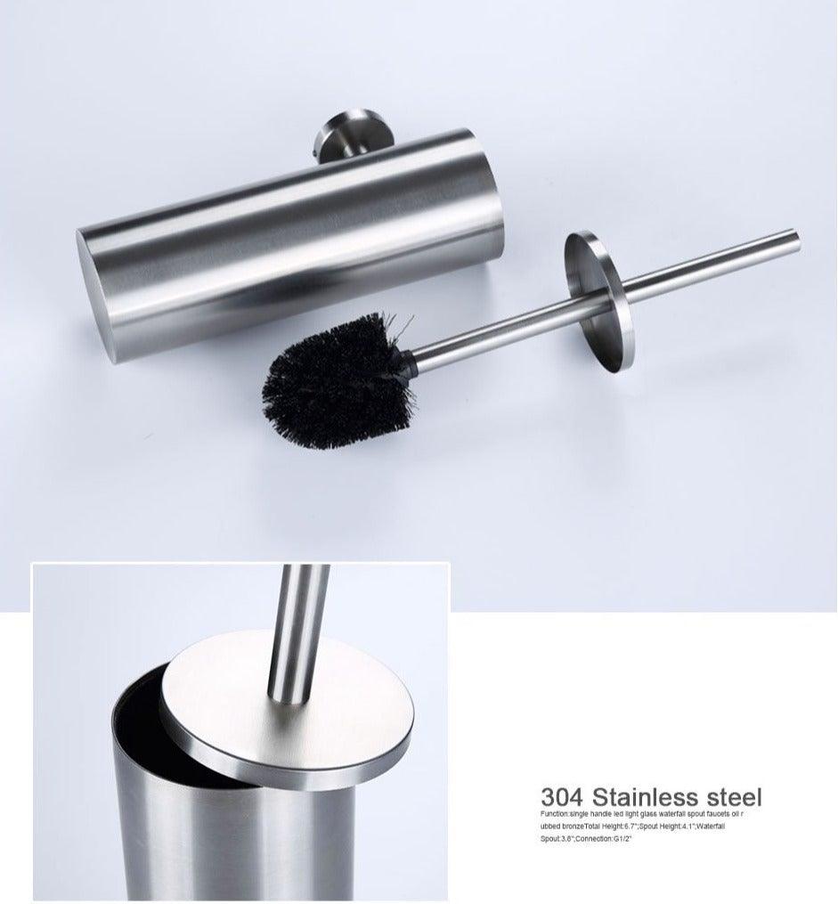 Bathroom Toilet Brush Holder Matt Black Stainless Steel Toilet Brush Wall Mounted For Bathroom Storage And Organization Toilet Bowl Brush with Stainless Steel Handle Durable Bristles Deep Cleaning Compact Bathroom Brush Save Space Good Grip